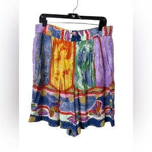 Platinum VTG Abstract Artsy Rayon Bermuda High rise Shorts Sz 14 Quirky Unique